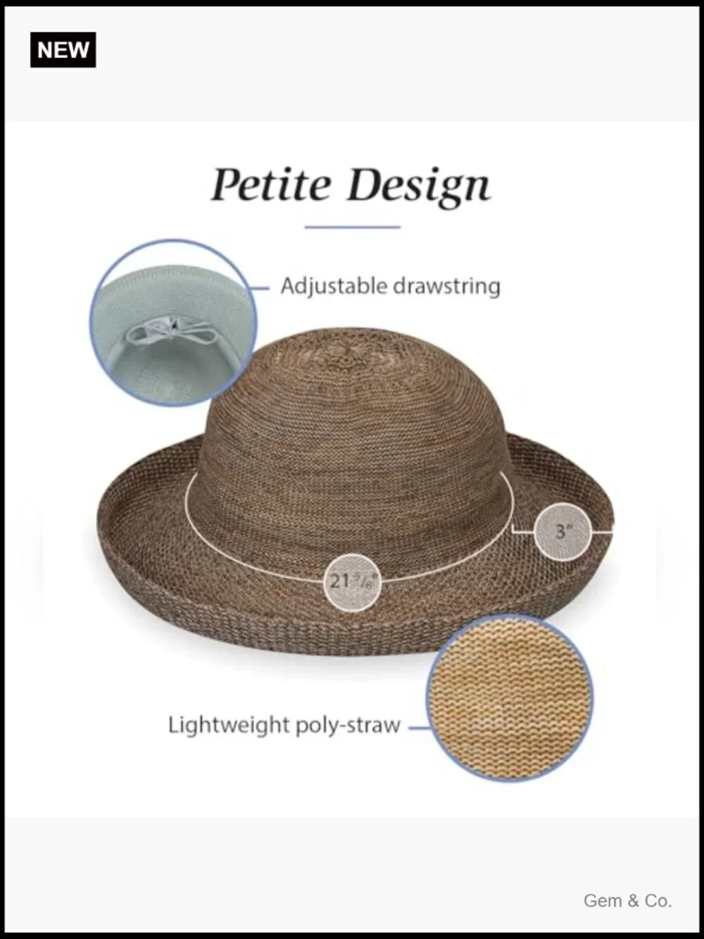 Packable Wide Brim Sun Hat with Adjustable Drawstring for Travel & Outdoor